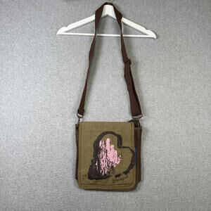 Vintage Y2K Life Is Good Granola Girl Gorpcore Green Boho Crossbody Bag Purse